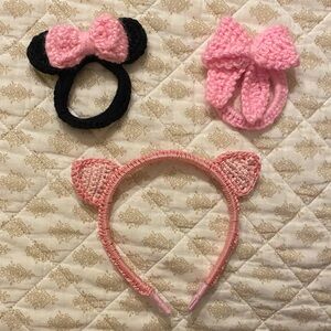 Pink and Black Crochet Headband Set(3)
